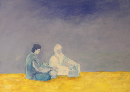 Jutta Hieret: Schweben im Blau, 2013, Acryl auf Leinwand, 80 x 110 cm