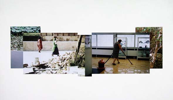 Jutta Hieret, Frauen im Orient - Frauen im Okzident: Träumen bei der schweren Arbeit, Fotocollage 2003